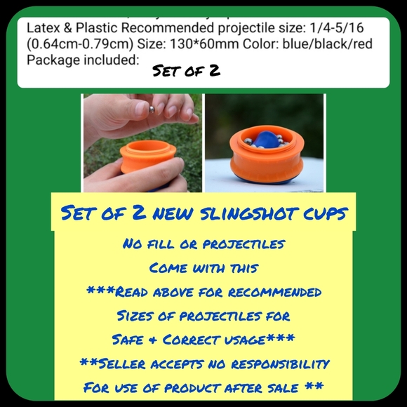 Set of 2 outdoor toy sport slingshots latex w durable hand hold cup powerful new - Picture 8 of 10